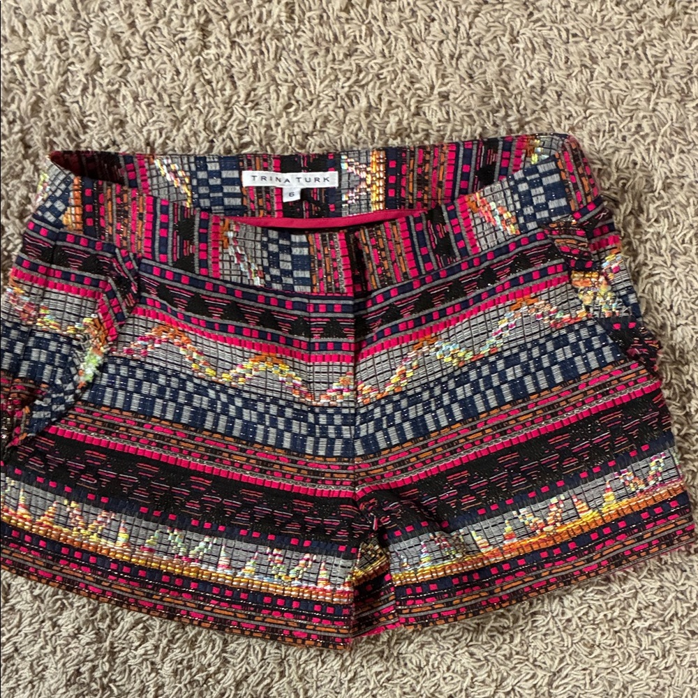 Trina Turk Women's Colorful Geometric High Waist Shorts